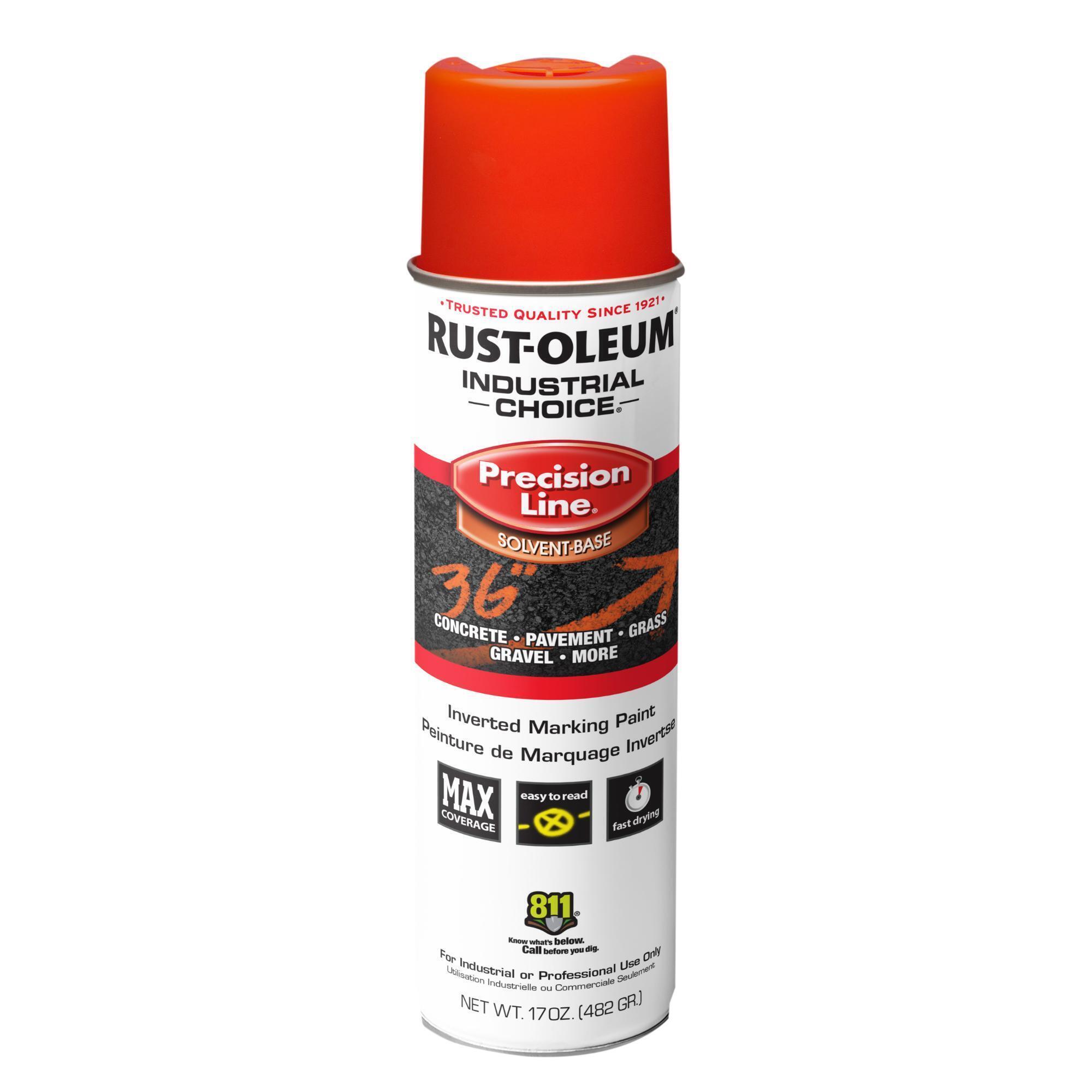 Rust-Oleum Industrial Choice M1600 Precision Line Inverted Marking Spray Paint — Alert Orange, 17 Oz. Cans, 12 Pk, Model# 203026VDS